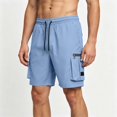 thumbnail image 4 of Men Gym Shorts Pack Summer Lightweight Beach Shorts for Men Loose Breathable Quick Dry Short Pants with Zipper Pockets Blue XXL, 4 of 8