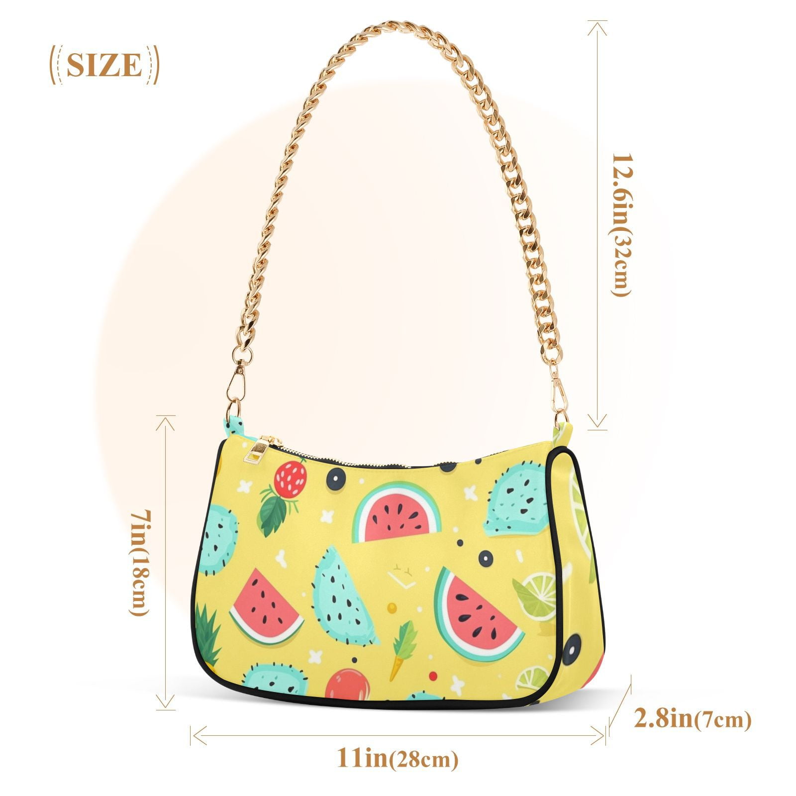 Watermelons Lemons CactusWomen Small Shoulder Bag Crossbody Tote Hobo Bags Purse Clutch Handbags with Chain Strap for Women