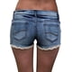 thumbnail image 5 of Pantalones cortos de mezclilla para mujer de cintura baja con encaje en contraste, pantalones cortos de mezclilla rasgados, azul medio, XXL, 5 of 5