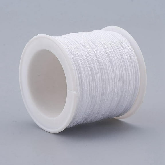 100 Yards 0.8mm Nylon Beading Cord White Chinese Knotting Cord Rattail Macrame Cord String Beading Thread for Jewelry Making Friendship Bracelets Crafts Supplies White