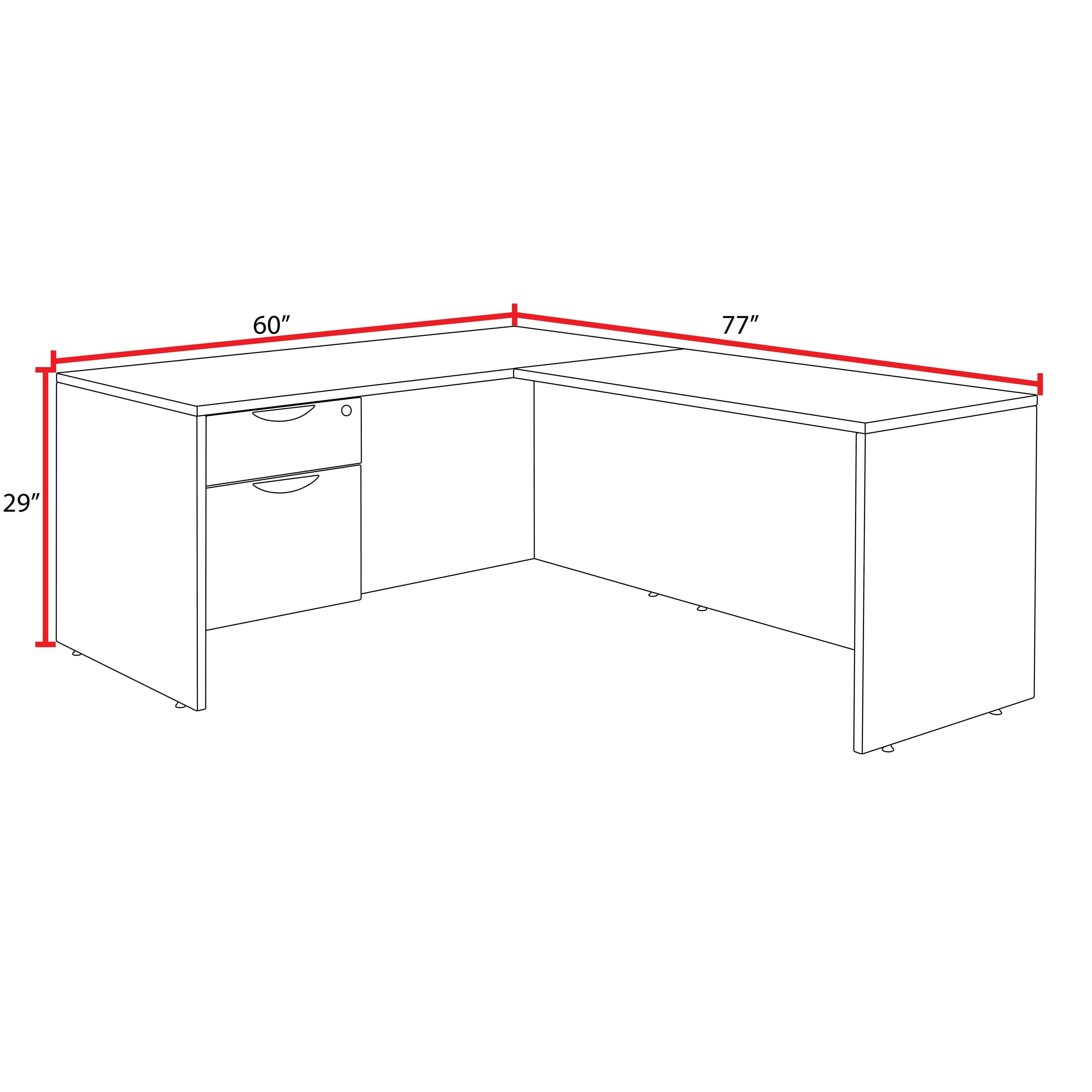 Legacy 60" Single Pedestal L-Desk with 47" Return- Cherry