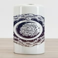 thumbnail image 2 of Star Mandala Ceramic Toothbrush Holder, Romantic Rose with Crescent Moon and East Folklore Swirl Pattern Oriental, Decorative Versatile Countertop for Bathroom, 4.5" X 2.7", Indigo White, 2 of 4