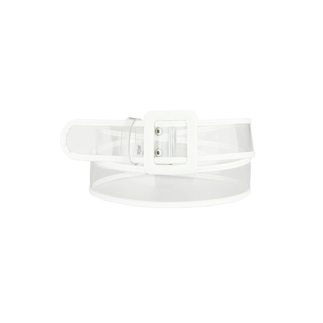 Cinturones de Cintura Transparentes INSPIRE CHIC para Mujeres, Cinturón Delgado Talla Grande para Jeans, Vestidos y Abrigos hasta 95cm/37.4" Blanco