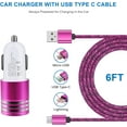 thumbnail image 5 of SUMMIT Fast Charging USB C Car Charger for Samsung Galaxy S25 S24 S23 S22 S21 S20 FE S10 S9 S8 Note 20 A16 A25 A35 A15 A54 A14 A53 A13 , Quick Charge 3.0+2.4A Rapid Car Adapter with 6ft Type C Cable, 5 of 14