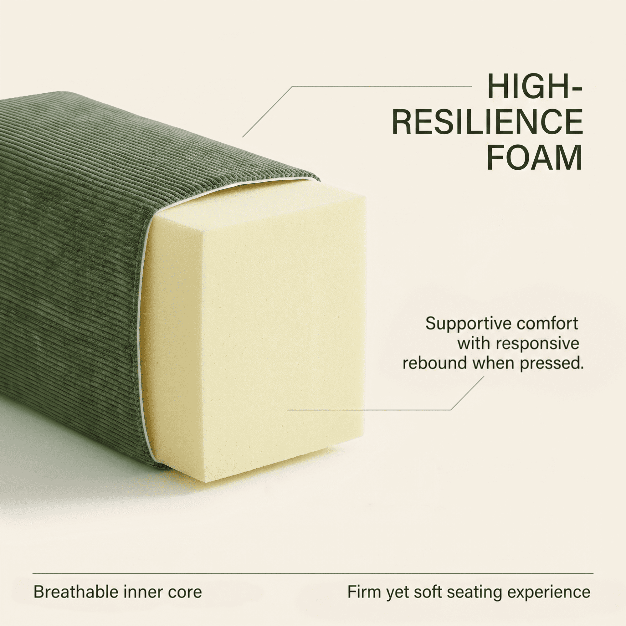 HOQBN Double Sofa Bed, Multifunctional Compression Sofa, Wide Body Pure Spine Sofa, Fine Striped Corduroy Fabric Sofa for Living Room Green