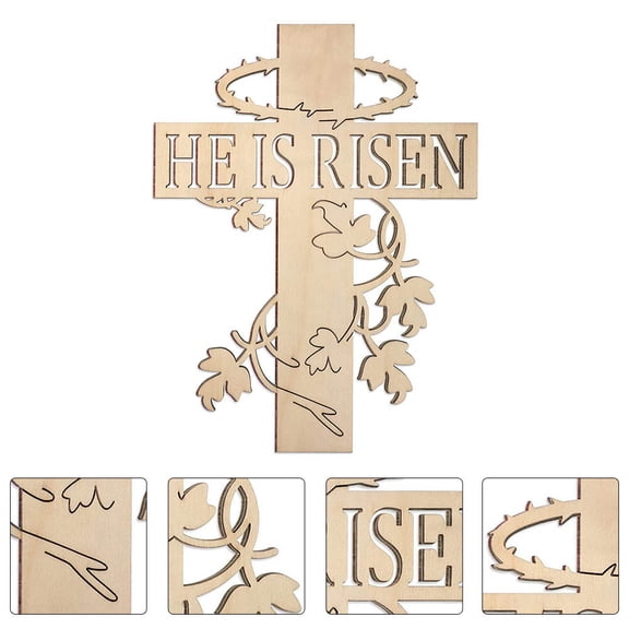 CIMAXIC Set of 2 Wooden Easter Cross Hanging Decorations for Spring Holiday Adornments