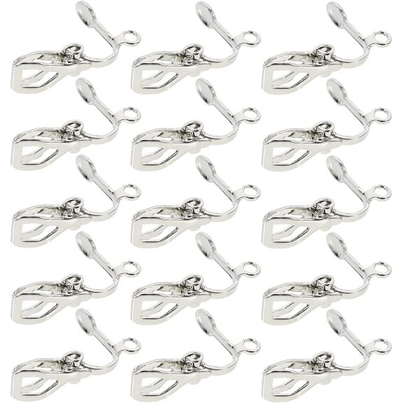 50Pcs Clip-on Earring Base, Non-Pierced DIY Clip-on Ear Clips, Decorative Earring Converter Earring Accessory for Women (White K)