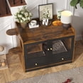 thumbnail image 4 of Black & Rustic Brown Cat Litter Box Enclosure, Hidden Furniture with Tempered Glass Door, MDF Construction for Large Catsk, 4 of 29