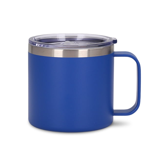 Advancent Taza portátil de acero inoxidable con tapa de asa, Camper, taza para beber leche aislada al vacío, botella para acampar, hogar, coche al aire Mostrada Azul Advancent HA010518-03B