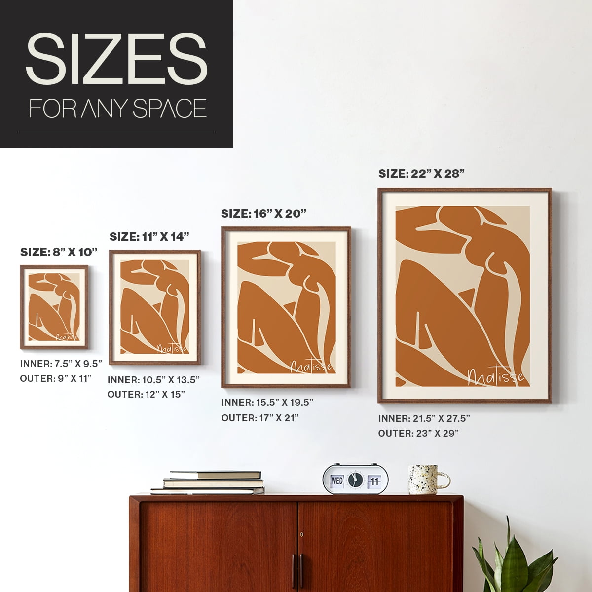 Matisse CCCII in Brown Solid Wood 11 x 14 Framed Print