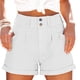 thumbnail image 1 of Pantalones cortos de verano para mujer, cintura alta, plisados, dobladillo enrollado, cierre de hebillas, pantalones cortos casuales con bolsillos laterales, 1 of 2