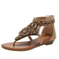 thumbnail image 1 of Women's Rhinestone Sandals Zipper Strappy Ankle High Flat Sandals Shoes, 1 of 4