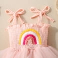 thumbnail image 5 of CAICJ98 Baby Girl One Birthday Outfit Boho Romper Tulle Dress Summer Cake Smash Photo Shoot Infant Clothes (Pink,12-18 Months), 5 of 7