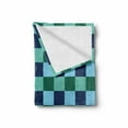 thumbnail image 2 of Navy and Teal Soft Flannel Fleece Throw Blanket, Aquatic Colored Squares with Old Fashioned Polka Dots Retro Style Maritime, Cozy Plush for Indoor and Outdoor Use, 70" x 90", Multicolor, by Ambesonne, 2 of 6