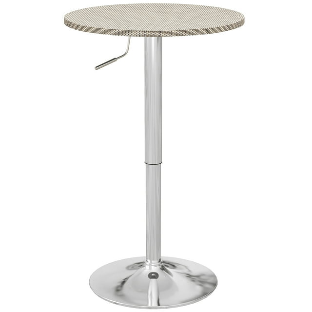 HOMCOM Table de Bar Ronde Réglable pour 2, Table de Pub avec Dessus en Rotin PE, Gris