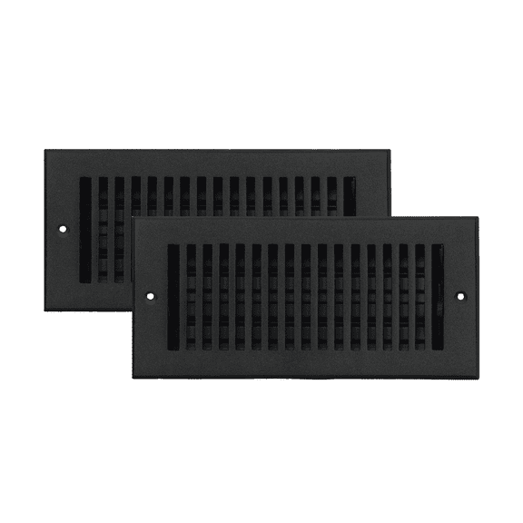 SET of 2 SLEEK Vent cover 4"x10" duct opening (Overall 5-1/2"x 11-3/4") in Simple Design Solid Cast Aluminum register cover || Powder Coated Black with holes