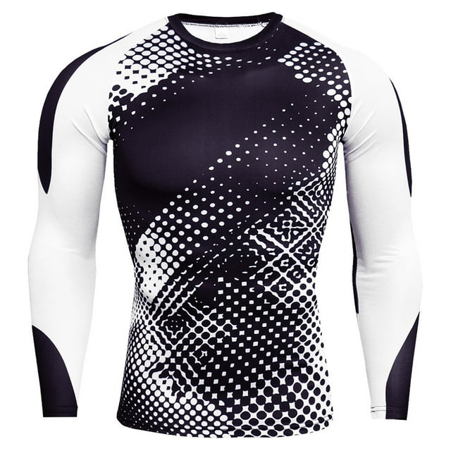 Minnieouse Camiseta de hombre de secado rápido de manga larga mallas de Fitness culturismo deporte camuflaje elástico entrenamiento ciclismo Camisetas punto blanco