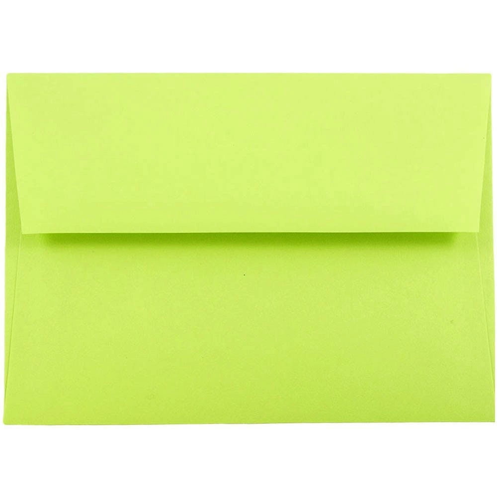 5 1/4 x 7 1/4 - Ultra Lime Green JAM PAPER A7 Colored Invitation Envelopes 133.3 x 184.1 mm 25/Pack