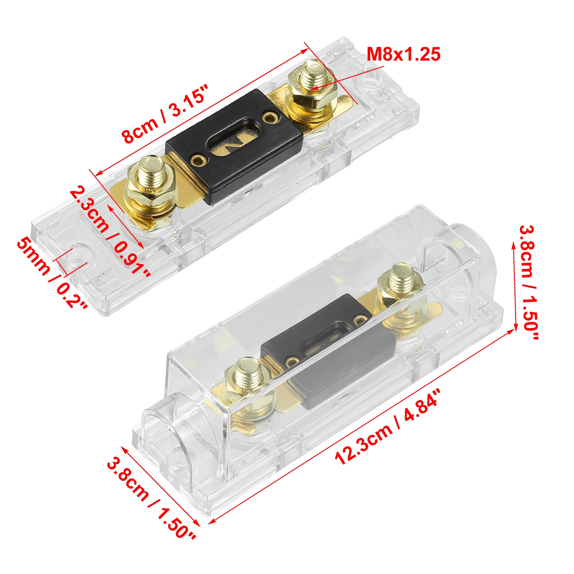 5pcs 60 Amp Fuse 0 4 8 10 Gauge Inline ANL Fuse Holders Clear Fuse Block for Car Audio Video Stereo