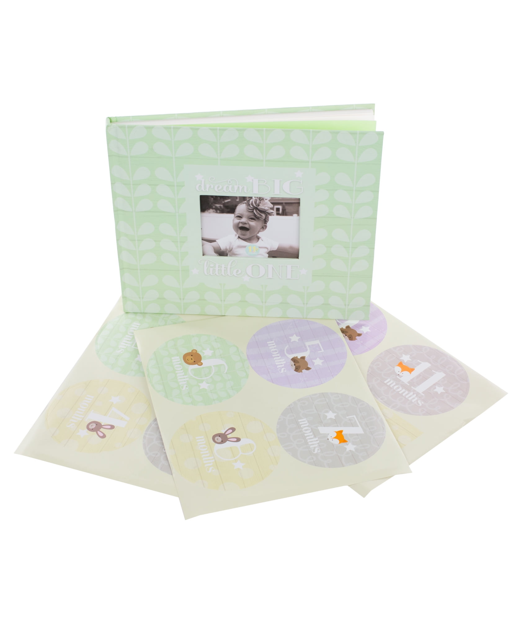Tricoastal Design Green Baby Memory Book With Monthly Stickers
