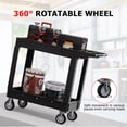 thumbnail image 3 of 2-Tier Rolling Tool Cart,Heavy-Duty Plastic Service Cart with Lipped Shelves,550 lbs Capacity Utility Cart,40 x 17 Inch Rolling Work Carts for Garage,Salon,Kitchen,Office-Black, 3 of 7