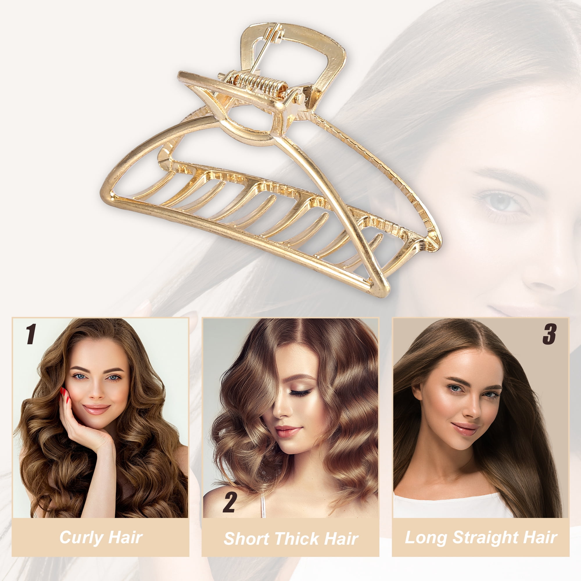 Unique Bargains 3" Medium Metal Hair Claw Hair Barrettes Arc Shaped Line for Women Beauty