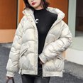 thumbnail image 5 of Fashion Winter Warm Coats for Womens Hooded Plus Size Long-sleeved Solid Color Light Shiny Down Jacket Long-sleeved Jacket, 5 of 6