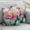thumbnail image 3 of Creowell Tulip Pillow Covers Spring Lumbar Pillow Cover Pink Floral Pattern, Butterfly Flowers Throw Pillows for Couch Sofa Seasonal Home Front Door Porch Chair Car Decorative Pillowcase 18x18in, 3 of 5