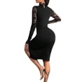 thumbnail image 4 of LilyLLL Womens Lace Pathwork Long Sleeve Halter Party Midi Dress, 4 of 5