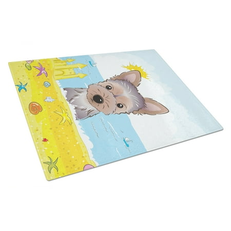 

Caroline s Treasures Yorkie Puppy Summer Beach Glass Cutting Board Large