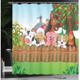 thumbnail image 3 of Ambesonne Cartoon Shower Curtain, Farm Animals Mascots, 69"Wx75"L, Multicolor, 3 of 4