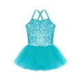 thumbnail image 3 of iiniim Kids Girls' Shiny Sequins Splice Tulle Tutu Princess Dress Leotard Ballet Dance Size 2-12 Blue 3-4, 3 of 7