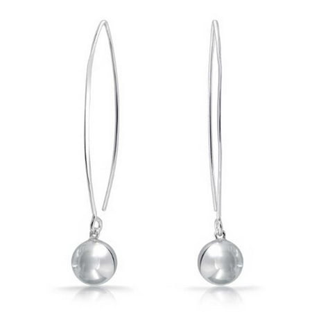 Silver Ball Drop - Sterling Silver Ear Wire Threader Ball Drop Earrings 10mm