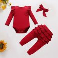 thumbnail image 2 of Baby Girl Winter Clothes Newborn Infant Baby Girl Clothes Outfits Rib Romper Pants with Headband Winter Clothing Set Kaprioy Girls Clothes Fall Winter, 2 of 5
