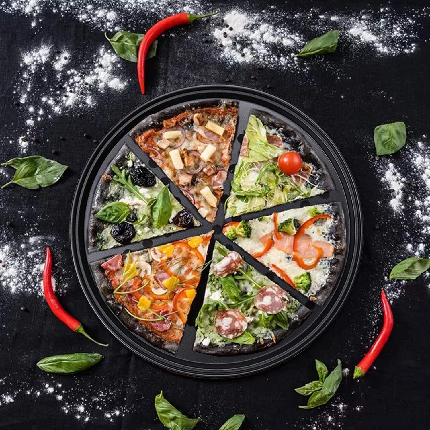  TOPBATHY Pizza Pan Pizza Dish for Oven Perforated Pizza Crisper  Tray with Holes Round Oven Pizza Tray Food Network Pizza Pan Baking Tray  Bakeware for Home Restaurant Kitchen: Home & Kitchen