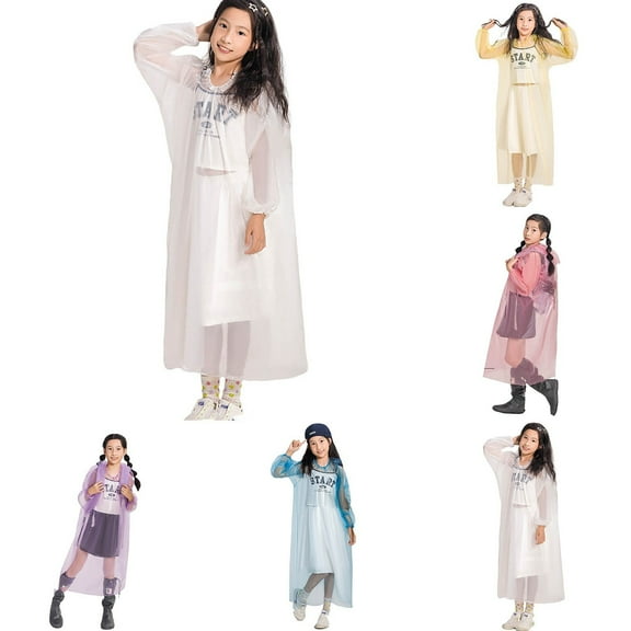 Gelikeya Kids Waterproof Poncho Rain Jacket Boys Girls 4-12 Years Foldable and Lightweight Rain Gear for All Weather (Light Pink, 4-12 Years)