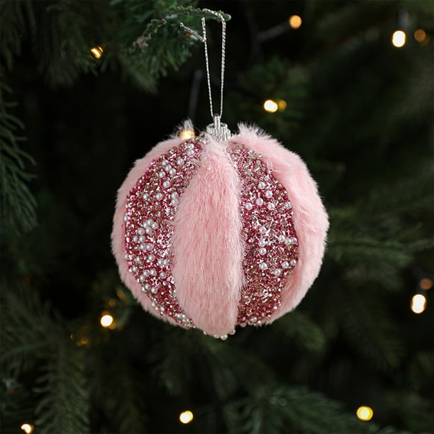 Adorno para el Baile de Navidad | Esfera rosa de la espuma | Decoración navideña ligera y duradera | Cubo de 7,8 cm | Bucle colgante incluido | Paquete individual para el envoltorio de regalo de