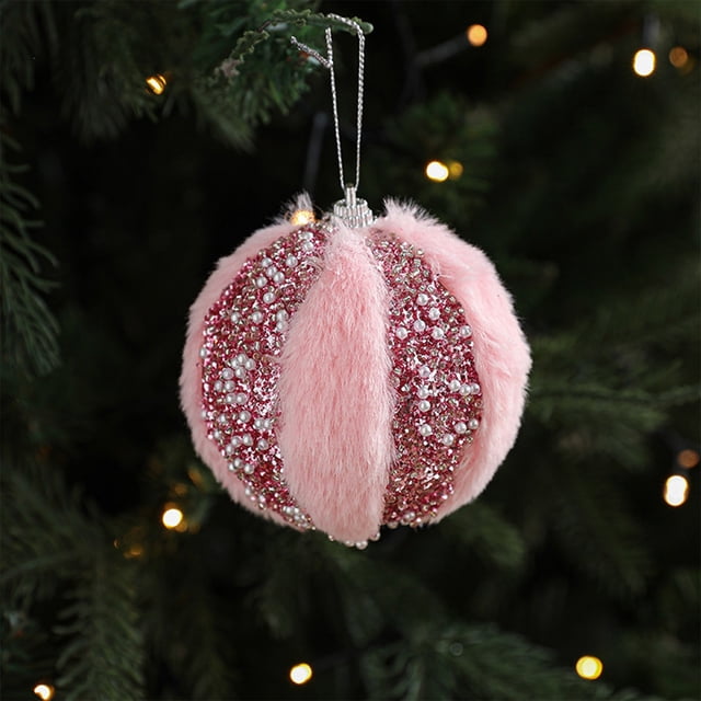 Adorno para el Baile de Navidad | Esfera rosa de la espuma | Decoración navideña ligera y duradera | Cubo de 7,8 cm | Bucle colgante incluido | Paquete individual para el envoltorio de regalo de