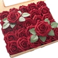 thumbnail image 1 of Flores artificiales Floroom, rosas falsas de espuma de color rojo oscuro (25 unidades), 1 of 6