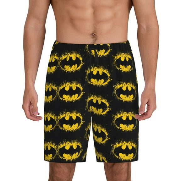 Batman Pajama Shorts for Men, Summer Graphic Lounge Pajama Bottoms Soft Sleep Pjs Pants with Drawstring & Pockets