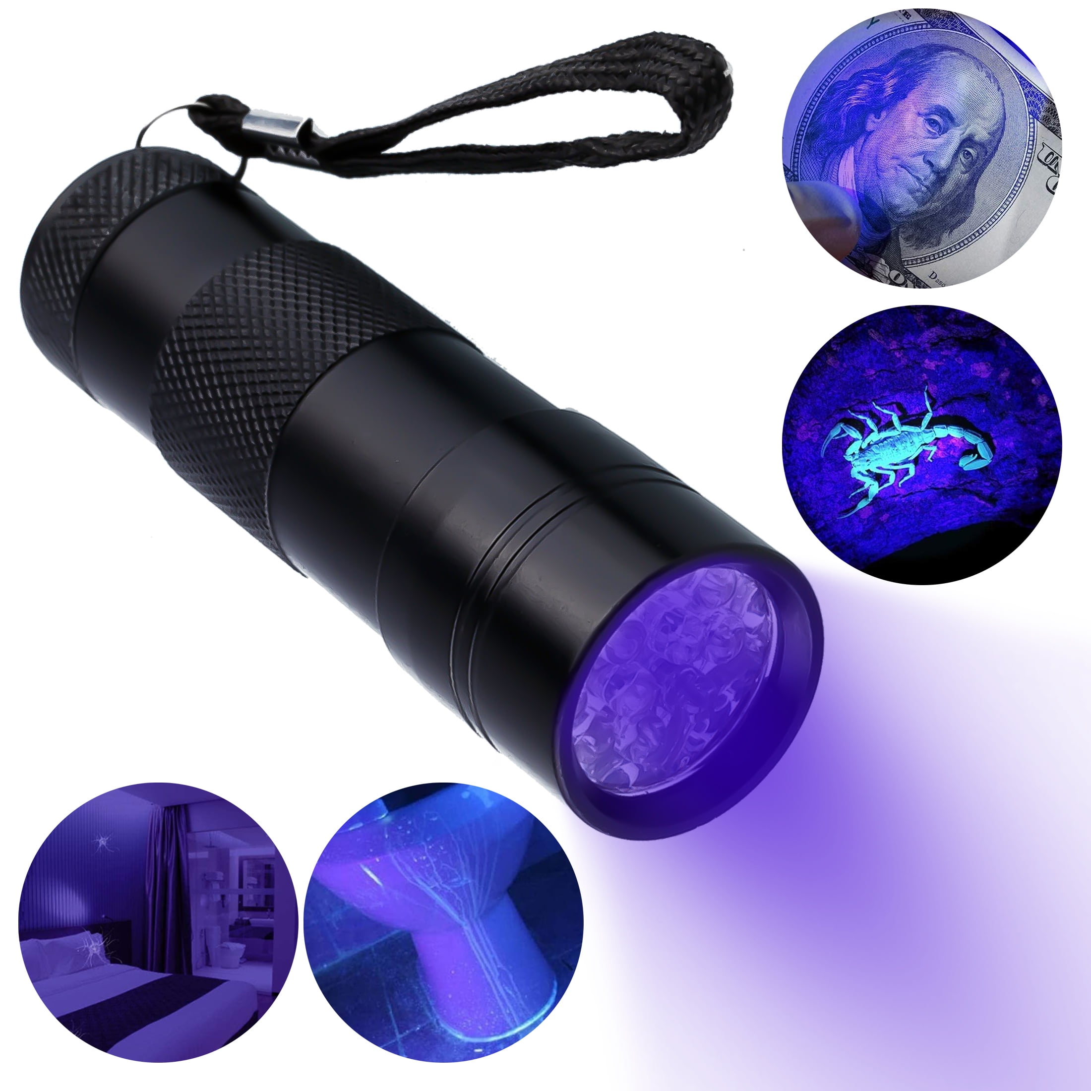 UV LED Flashlight  12/21LEDs 395nm Ultraviolet Urine Detector Torch linterna 