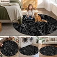 thumbnail image 5 of Round Rugs 7Ft, Black Spring Floral Round Area Rug Washable Indoor Throw Carpet, Vintage Botanical Watercolor Large Non Slip Circle Rug for Dining Room Playroom Home Decor Aesthetic, 5 of 8