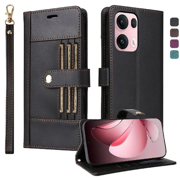 FOXDOCK Funda tipo Cartera para OPPO Reno 13 Pro 5G – Cubierta de Cuero PU con Múltiples Ranuras, Bolsillo para Efectivo y Correa de Muñeca