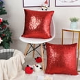 thumbnail image 4 of PiccoCasa 2 Pcs Sparkling Sequin Throw Pillow Covers 18" x 18'' Red, 4 of 8