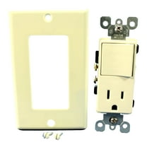 Leviton 5678-A Decora Combination Rocker Light Switch & Receptacle Outlet 15A, Almond
