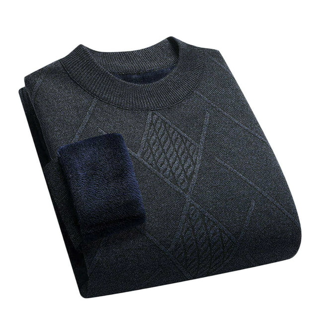 LNWUY Chandail Épais d'Hiver pour Hommes, Col Rond, Manches Longues, Tricot Épais, Texture Hivernale, Gris m