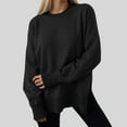 thumbnail image 2 of larppty Women Oversized Sweatshirts Thumbhole Long Sleeve Hoodies Shirts 2025 Fall Side Slit Pullover Top Teen Y2k Outfits Black, L, 2 of 7