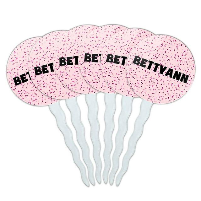 Bettyann Cupcake Picks Toppers - Set of 6 - Pink Speckles