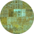 thumbnail image 1 of Ahgly Company Indoor Round Patchwork Turquoise Blue Transitional Area Rugs, 3' Round, 1 of 4