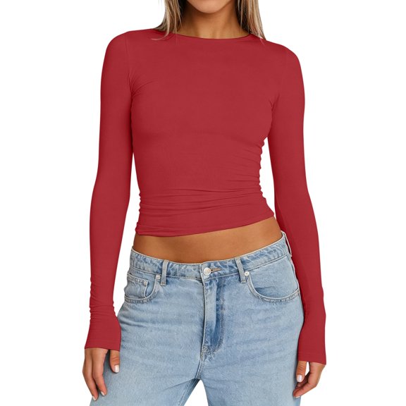 Womens Athletic Tops Valentines Day Shirts for Women Shirt Women Cold Gear Girls Shirts Long Sleeve Solid T Shirt Loose Athletic Tees Fashion Womens T Loose Tops Summer Solid Tee Red XL
